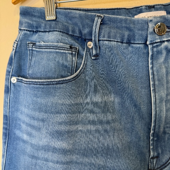 Good American Anthro Good Waist Raw Step Hem High Waisted Stretchy Skinny Jeans - Picture 4 of 14